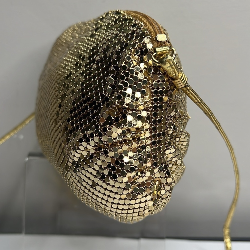Whiting and Davis Gold Chain Link Shoulder Crossbody Zip Top Bag - Picture 5 of 13